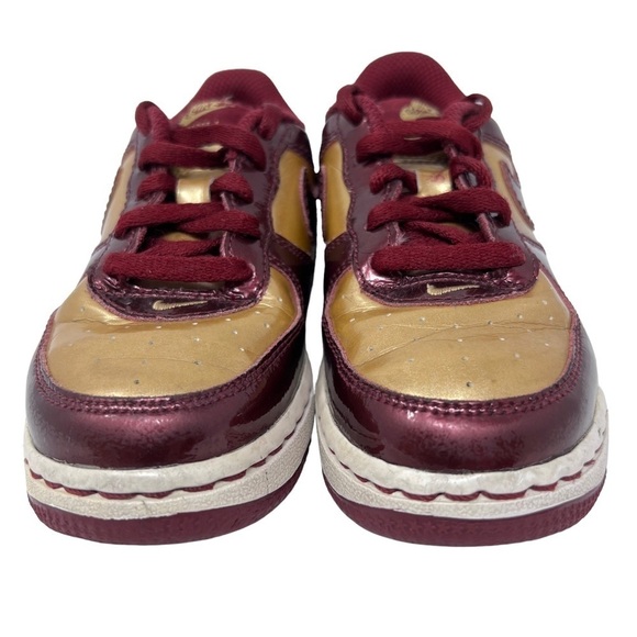 Y2K Nike Air Force 1 Low GS Iron Man Red Metallic Gold Sneakers Child Sz 9 Team - Picture 6 of 15